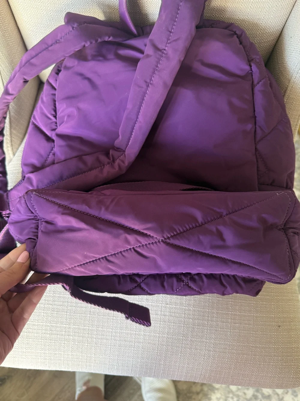 Marc Jacobs Purple Quilted Nylon Backpack Gold Hardware Travel Bag